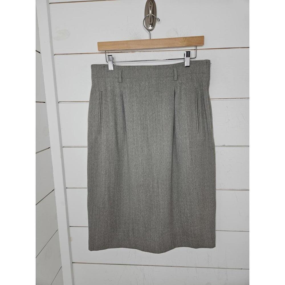 Vintage (90s) Liz Claiborne Collection Size 14 Grey Wool Pencil Skirt